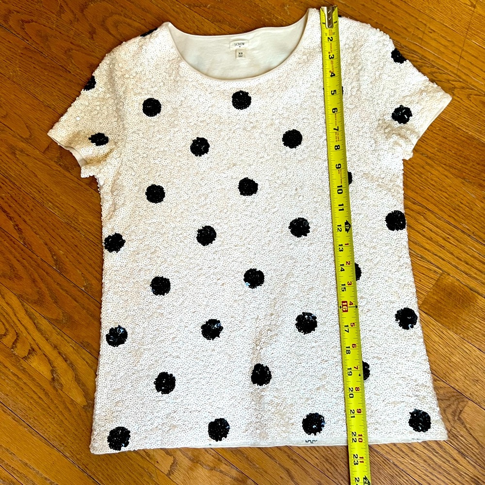 J Crew black-and-off-white sequin top. Nearly NWOT